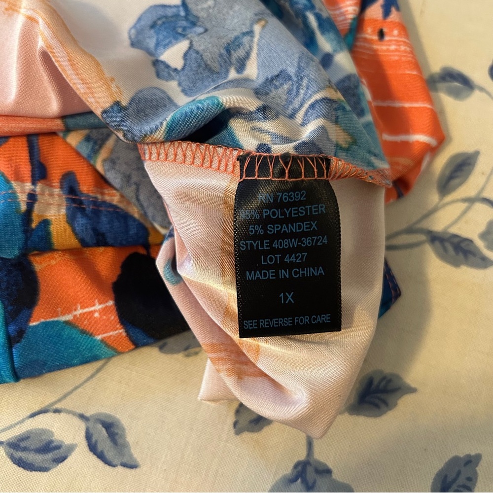 Snap Orange Blue Floral Maxi Sundress Plus 1X EUC Sleeveless Summer Dress - Picture 9 of 10